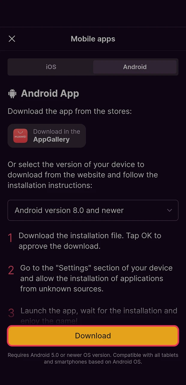 Start the process of downloading the Batery app for your Android device.