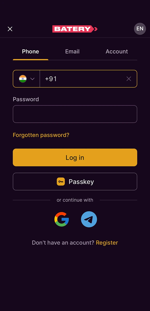 Please be attentive when entering your login details on the Batery website.