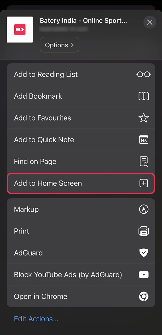 For quick access, add the Batery app to your device's desktop.