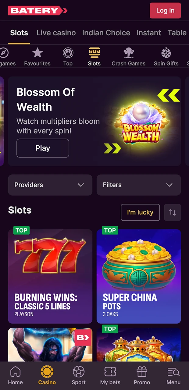 The best slots in the Batery app.