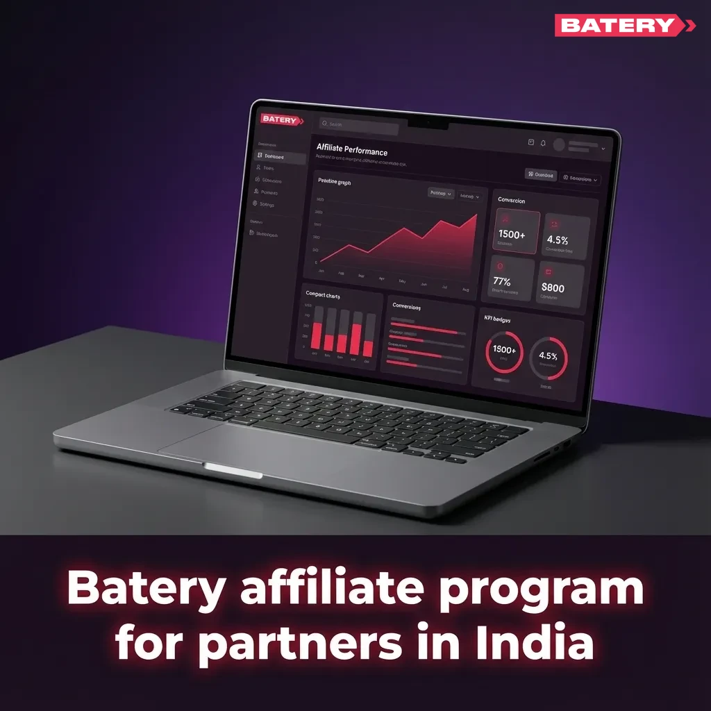 Illustration promoting Batery affiliate program in India for creators and partners to earn by referring new gaming players