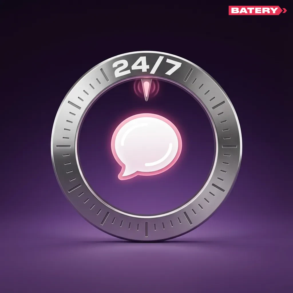 Illustration of Batery website live chat window with support agent helping a logged‑in user in real time