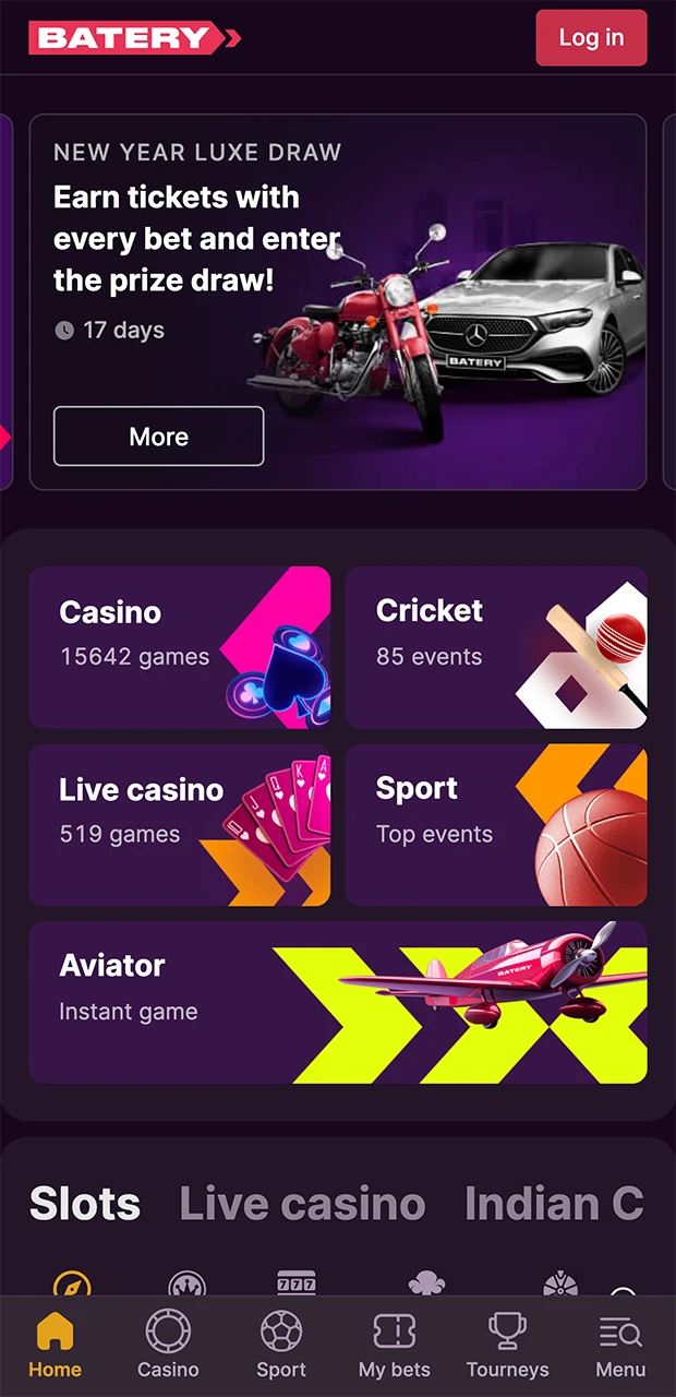 Check out the interface of the Batery website's home page.