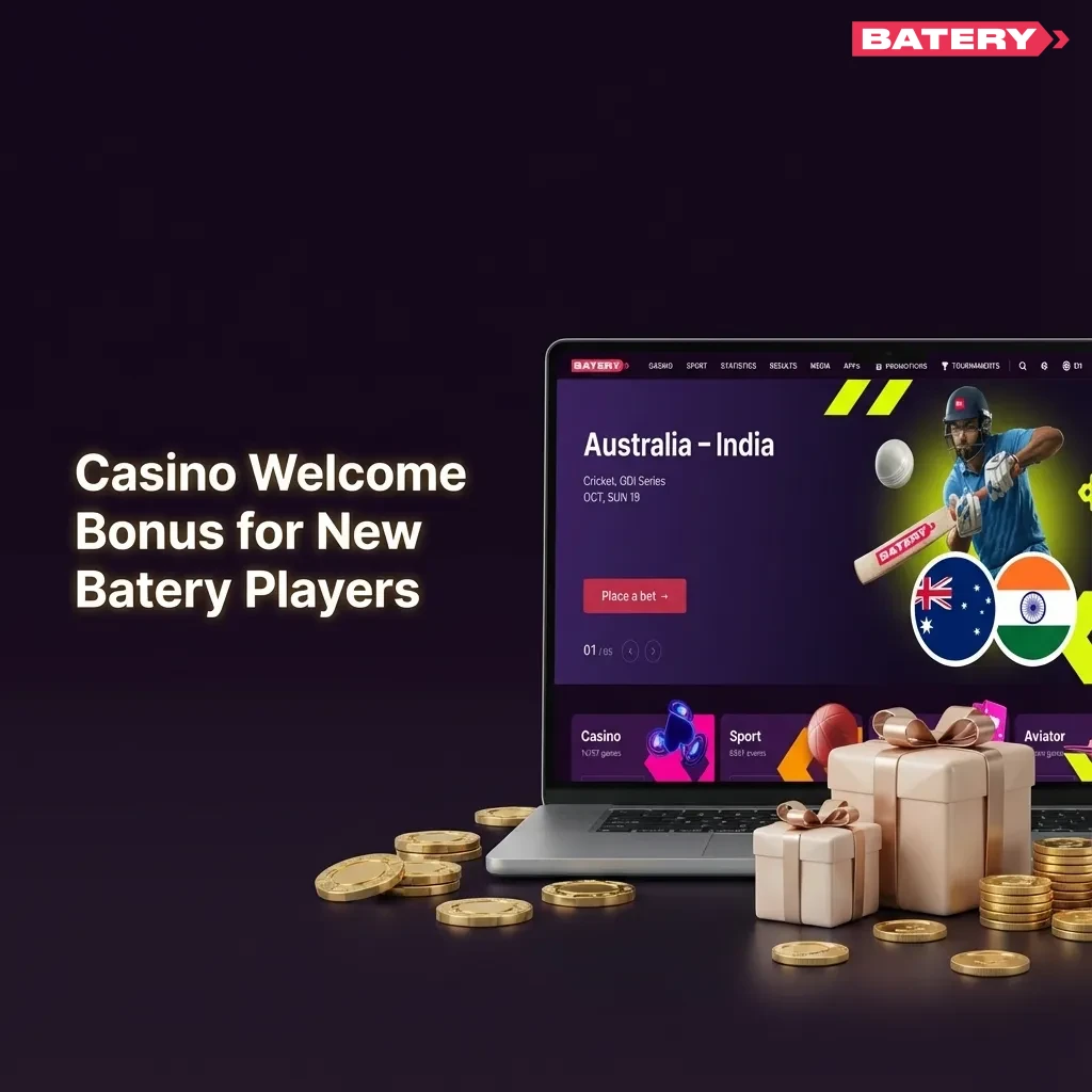 Banner advertising Batery casino India welcome bonus: 500% up to ₹150,000 plus 430 free spins for new players