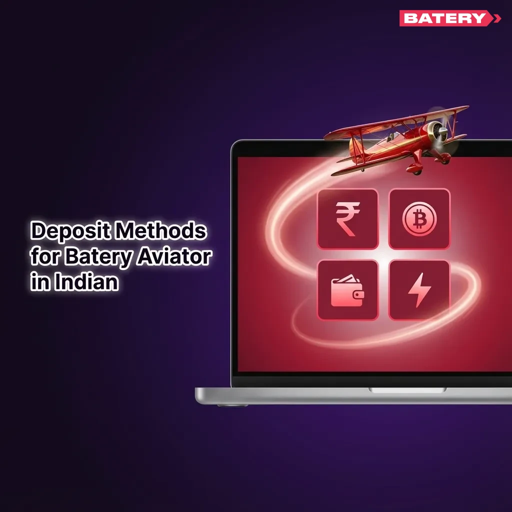 Infographic showing Batery Aviator India deposit methods: UPI, wallets, cards, NetBanking, and crypto options