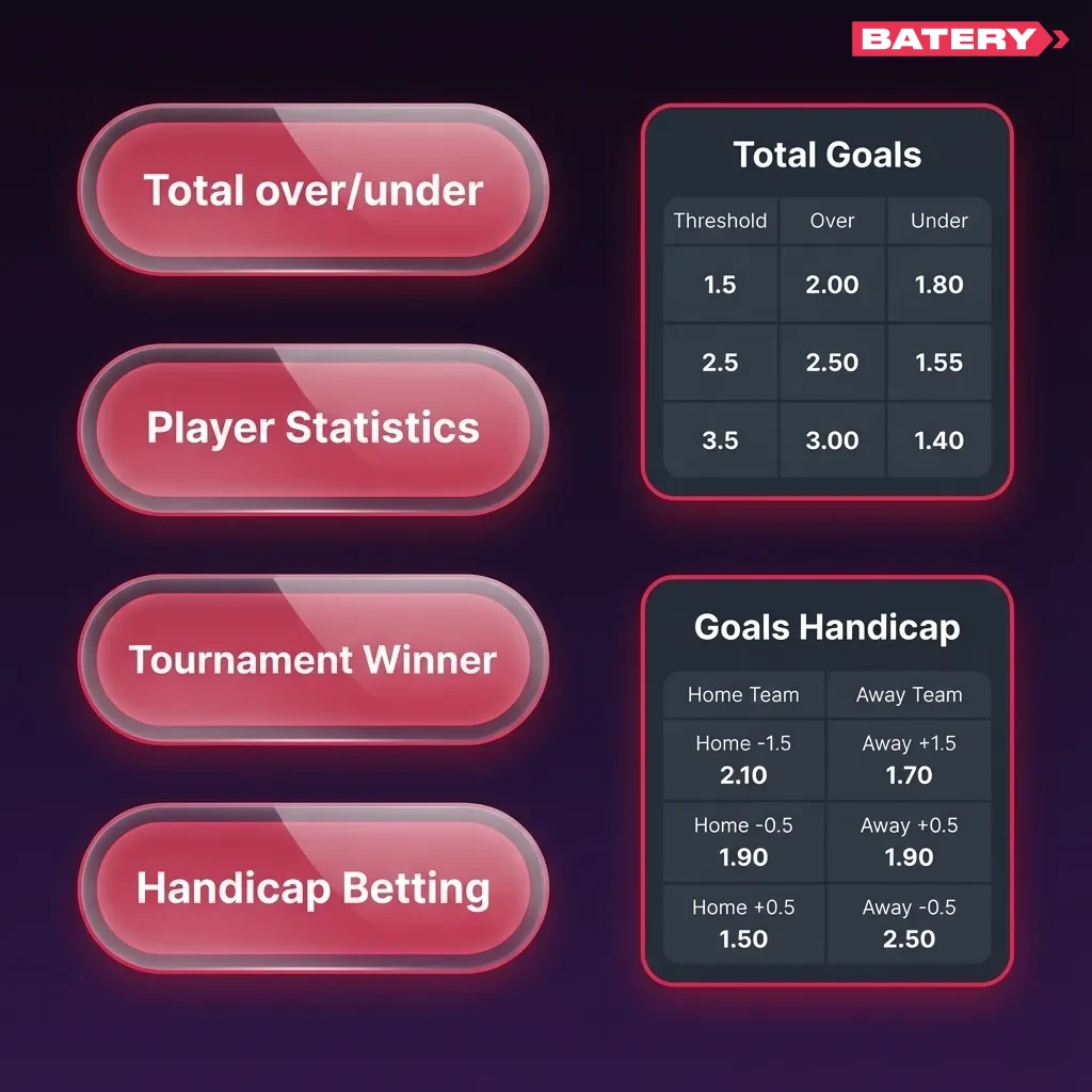 Illustration of single, accumulator, and system bets on Batery, with icons and arrows showing increasing risk and potential returns.