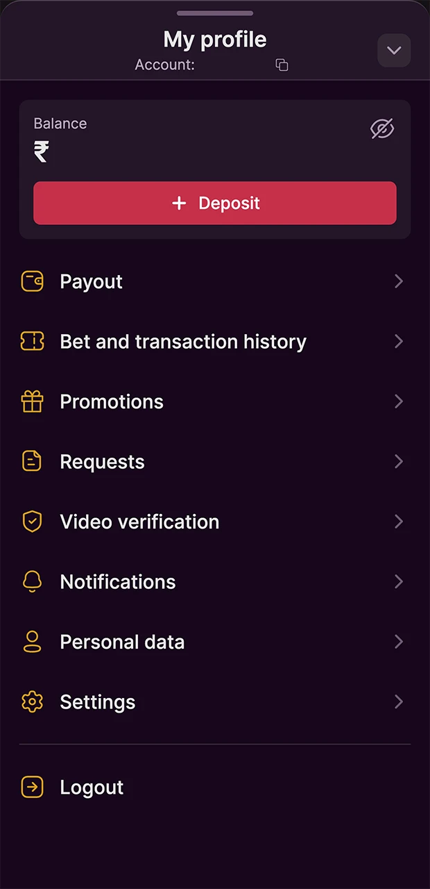 Select the red deposit button on the Batery website.