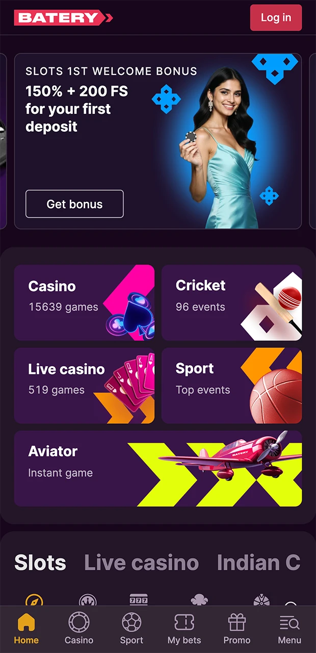 Open the Batery website's home page.