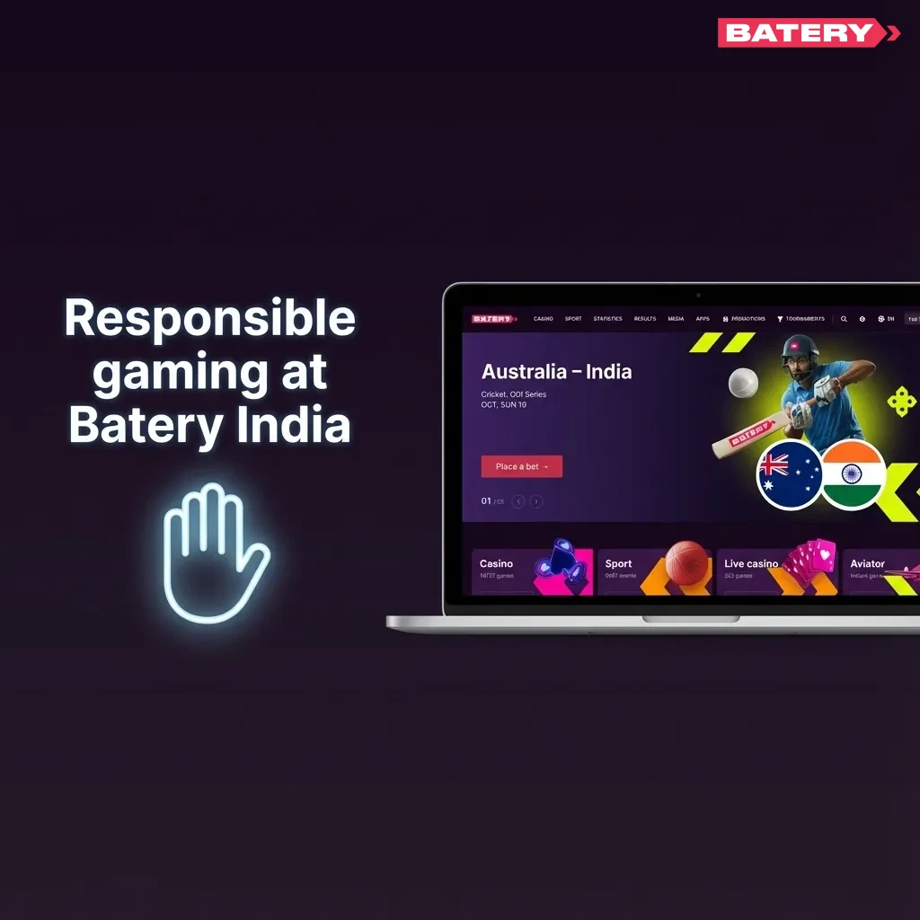 Illustration for “Responsible gaming at Batery India” showing tools, limits, and support promoting safe, controlled gambling